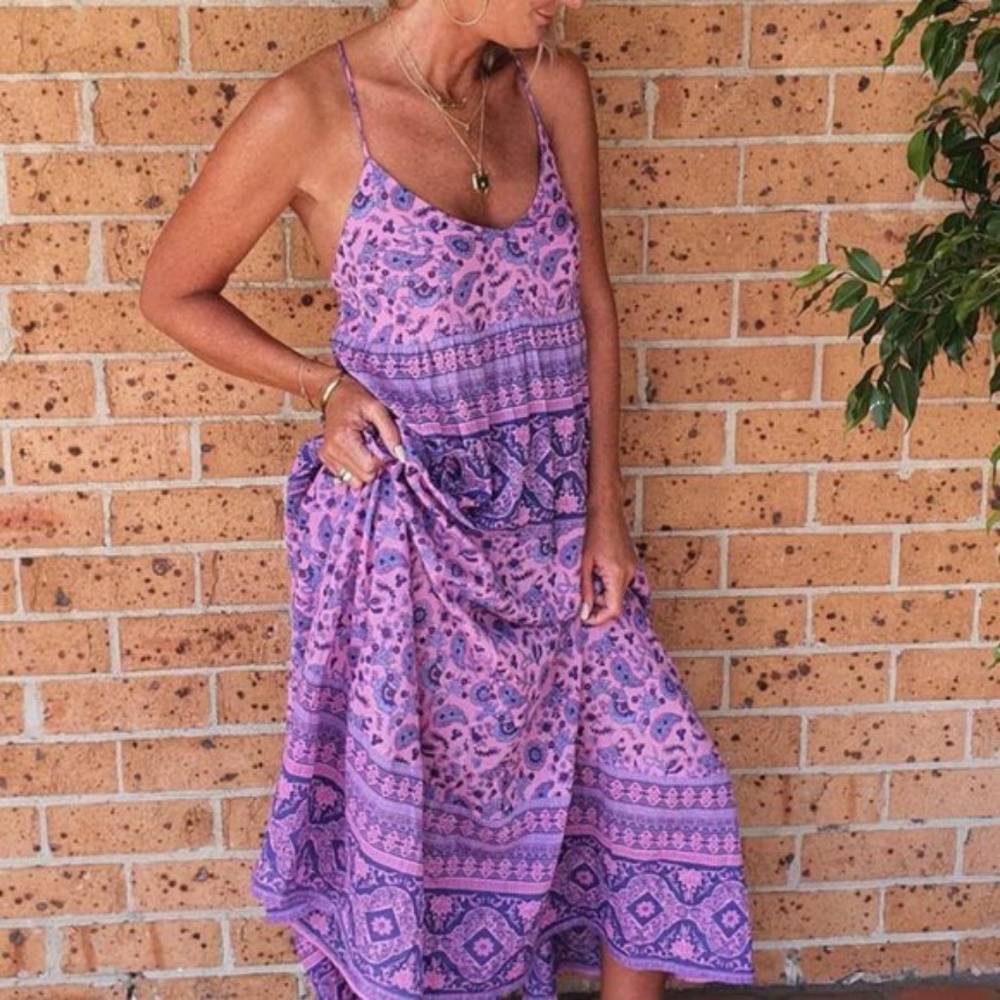 Boho chic Floral print Criss Cross Back Maxi dress - Picture 4 of 8